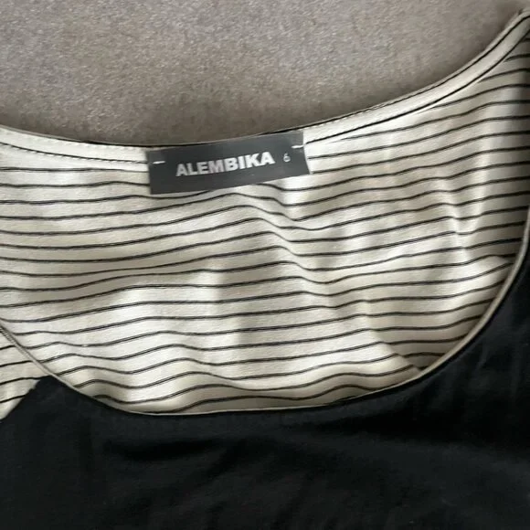 [6/XL-XXL]Alembika Black and White Circles Spotted Jersey Dress NWOT - Picture 3 of 10